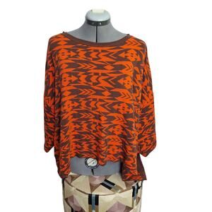 Akep Italian Sweater Oversized Knit Soft Drapey Earth Tones Abstract Lagenlook